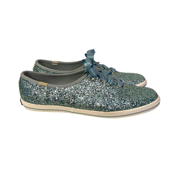 Keds Shoes - KEDS x KATE SPADE NEW YORK CHAMPION GLITTER SNEAKERS BLUE RIBBONED LACES WF61658